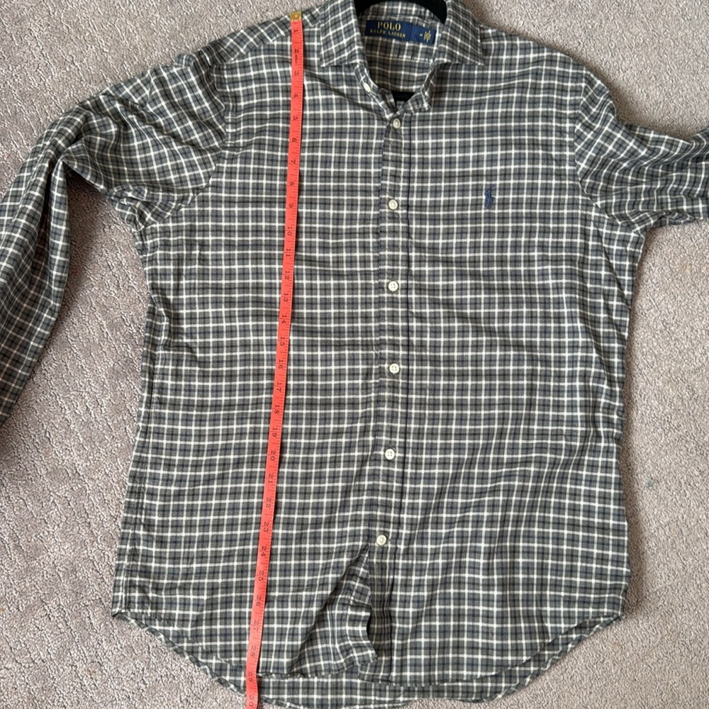 Polo Ralph Lauren Plaid Button Up Short Long Sleeve Brown Med EUC 100% Cotton - Picture 11 of 11